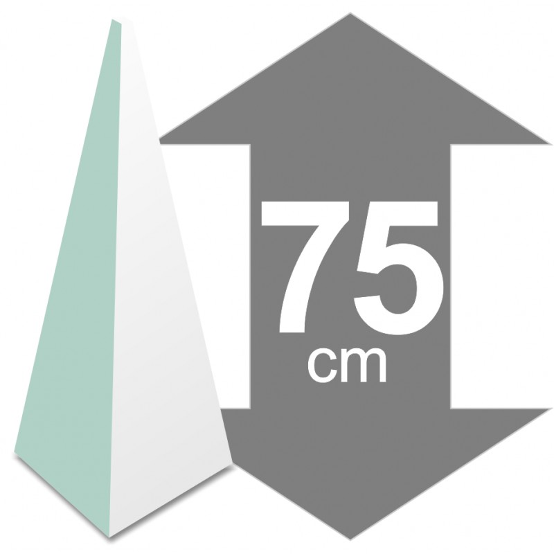 présentoir pyramide polystyrène hauteur 75cm base 30 x 30cm