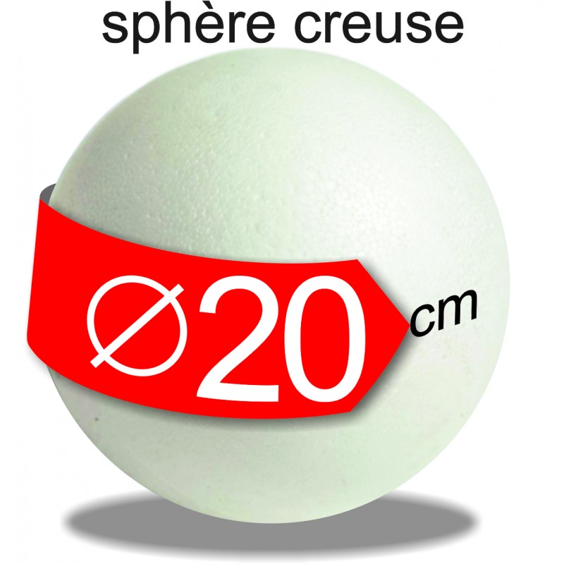 sphère polystyrène creuse diamètre 20 cm - boule