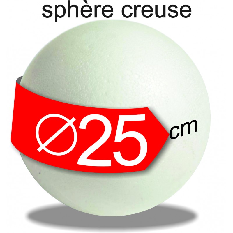 sphère polystyrène creuse diamètre 25 cm - boule