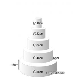 Présentoir gâteau américain 5 étages hauteur totale 75 cm - base 58 cm