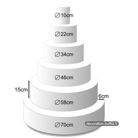 Présentoir gâteau américain 6 étages hauteur totale 90 cm - base 70 cm