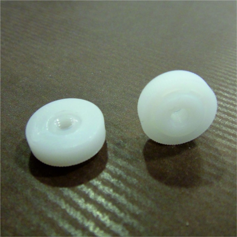 écrous moletés plastique blanc trou 4 mm lot de 20