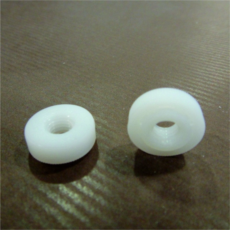 écrous moletés plastique blanc trou 6 mm lot de 20 