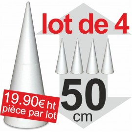 Lot de 4 Cones polystyrène - hauteur 50cm