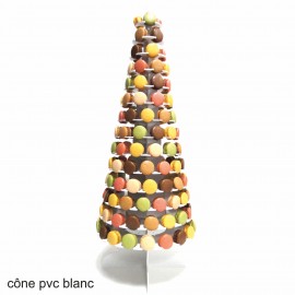 présentoir luxe cône en pvc compact blanc pour macarons
