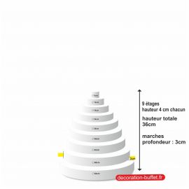 gâteau américain polystyrène 9 étages hauteur totale 36 cm - base 54 cm